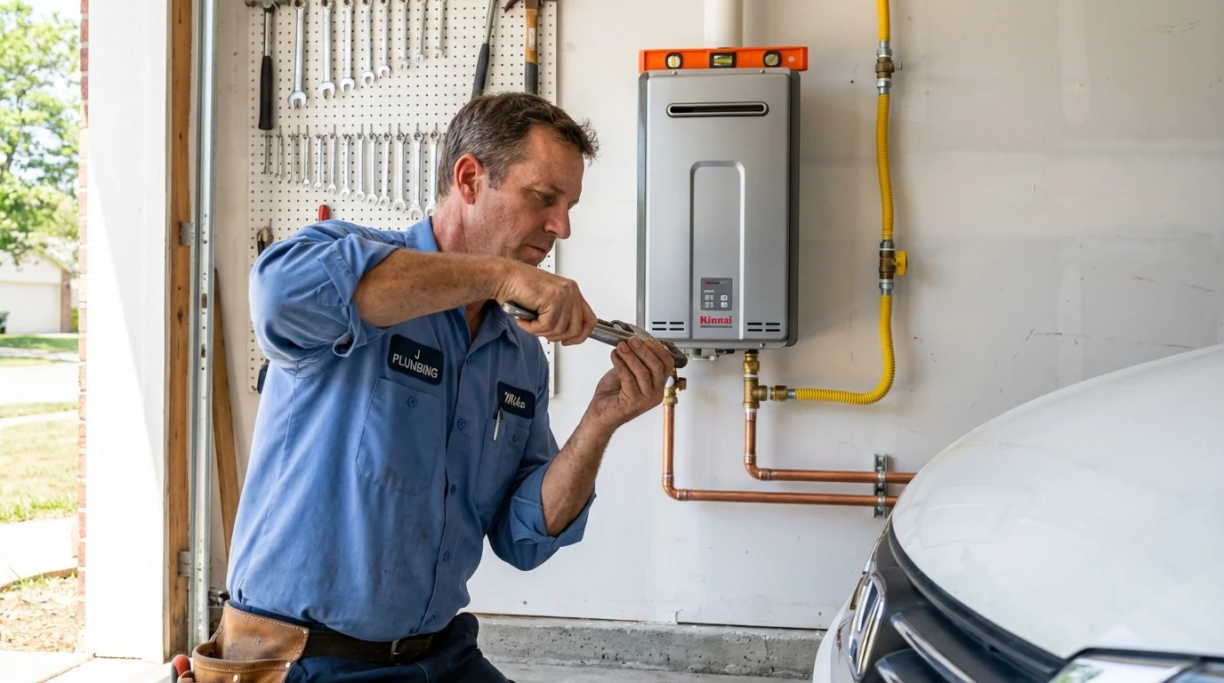 Tankless water heater installation by a Johns Plumbing LLC plumber in Blossom